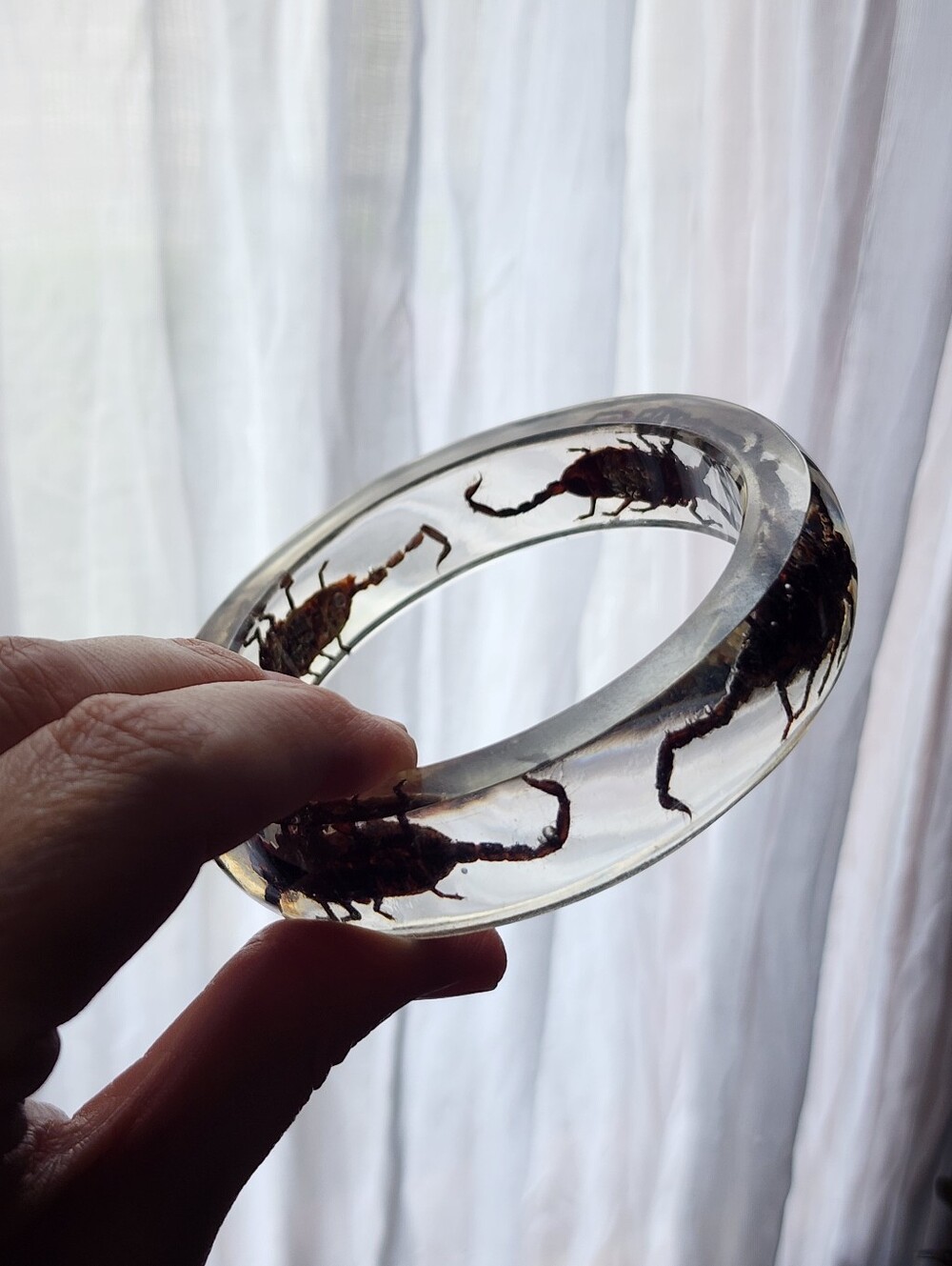 Vintage Clear Lucite Incapsulated Scorpion Bangle